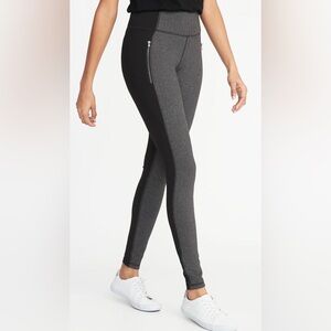OLD NAVY ACTIVE Go Dry Black & Gray Herringbone Color Block Style Leggings XXL